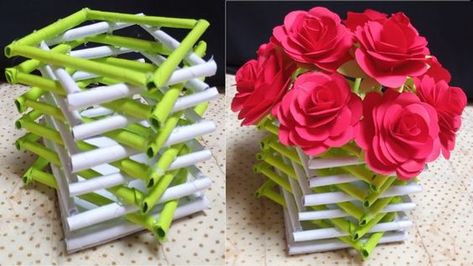 Paper Flower Pot, Flower Pot Diy, Diy Flower Pot, Flower Vase Crafts, Paper Flower Vase, Vase Making, Unique Flower Vases, Pot Diy, Flower Vase Making