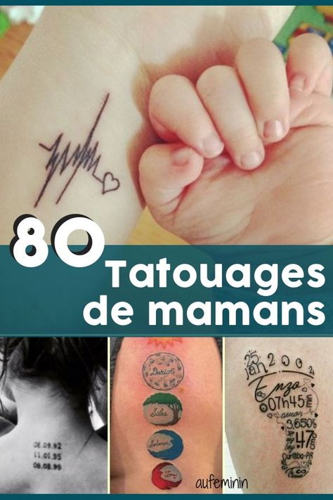 80 tatouages ​​de mamans. #tatouage #tatoo #tatouages ​​#tatouagemaman #maternité #mamanbebe #mamanbébé #empreinte #aufeminin Mutterschaft Tattoos, Hot Pink Sweater, Small Tats, Infinity Tattoos, Inspiration Tattoos, Tattoo Bracelet, Nail Art Disney, Geniale Tattoos, Cute Tattoos For Women