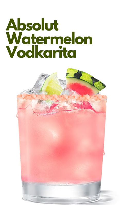 Absolut Watermelon Vodkarita Absolute Watermelon Vodka Recipes, Watermelon Syrup Cocktails, Simply Watermelon Margarita, Vodka Watermelon Cocktails, Watermelon Vodka Mixed Drinks, Watermelon Vodka Recipes, Lime Vodka Drinks, Watermelon Vodka Drinks, Vodka Margarita