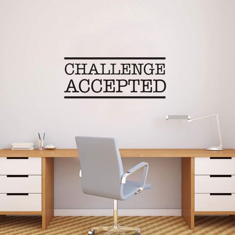 Amazon.com: Challenge Accepted - Wall Art Vinyl Decal - 8" X 20" Decoration Vinyl Sticker - Motivational Wall Art Decor - Inspirational Quotes Peel Off Stickers - Trendy Wall Art: Home & Kitchen Coffee Shop Classroom, Dinosaur Wall Decor, Wall Art Vinyl, Kids Playroom Decor, Wall Stickers Wallpaper, Peacock Decor, School Decor, Door Murals, Vinyl Wall Art Decals