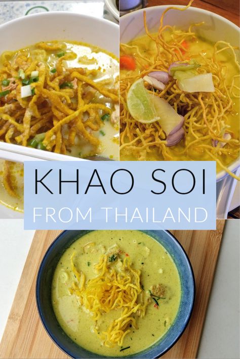 Khao Soi Recipe, Coconut Curry Noodle Soup, Curry Noodle Soup, Thai Curry Recipes, North Thailand, Khao Soi, Thai Soup, Cooked Chicken Recipes, Thai Recipe