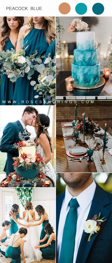 Top 12 Wedding Color Ideas for Fall 2020 | Roses & Rings Centerpiece Ideas Wedding, November Wedding Colors, Peacock Bridesmaid Dresses, Wedding Centerpiece Ideas, Romantic Wedding Centerpieces, Wedding Color Ideas, Urban Wedding Venue, Wedding Color Trends, November Wedding