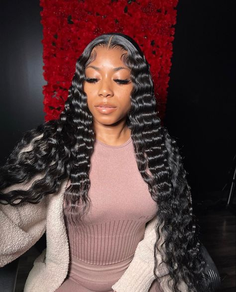 Crimps Wig Install, Weave Aesthetic, Curly Braided Hairstyles, Blonde Highlights On Dark Hair, Frontal Wig Hairstyles, Wig Install, Goddess Braids Hairstyles, Hair Color Streaks, Hairstyle Inspo