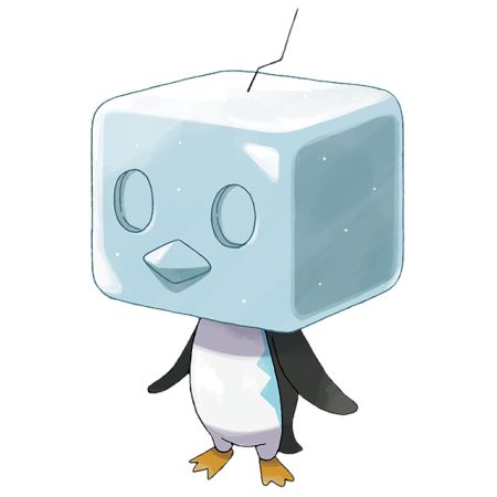 Eiscue (コオリッポ Koorippo) is an ice-type introduced in Generation VIII. It is essentially just a penguin with an ice cube for a head. On the ice cube, it has moving eyes and beak in the shape of a penguin's eyes and beak. The ice cube also holds one strand of hair on top. On the penguin's body, there are light blue markings on the side of the white belly, with two arrows on each side. Aurorus Pokemon, Ice Pokemon, Ice Face, Pokemon Crochet Pattern, Pokemon Adventures Manga, Aqua Ring, Pokemon Pokedex, Gym Leaders, Type Pokemon