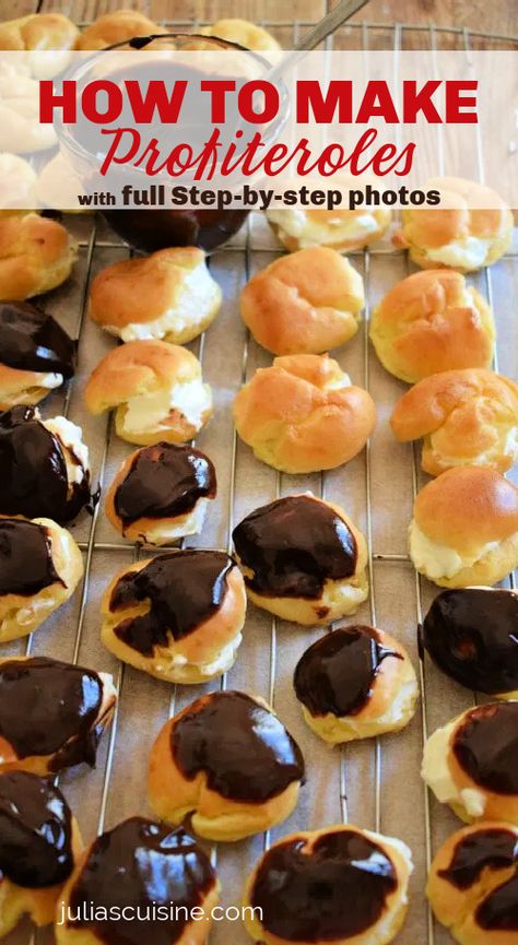 Easy Profiteroles Recipe, Perfiteroles Recipe, Chocolate Profiteroles, Puff Pastry Sticks, Profiteroles Recipe, Tasty Sweets, French Theme, Desserts Chocolate, French Recipes