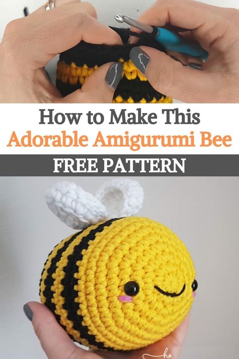 Crochet Bubble Bee Pattern, Crocheted Bumble Bee Pattern, Crochet Bee Plushie Pattern Free, Crochet Plush Bee Pattern Free, Crocheted Bumble Bee, Crochet Chunky Plushies Pattern Free, Crochet Bumble Bee Pattern, Crochet Chunky Yarn Toys, No Sew Bee Crochet