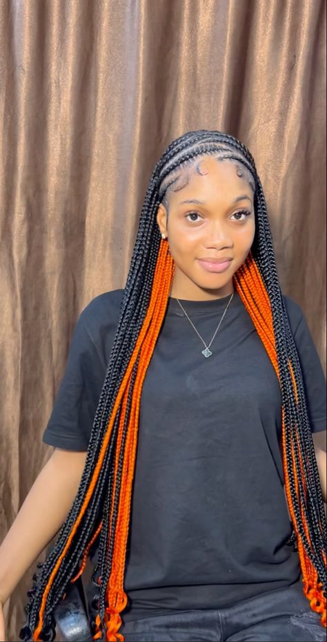 Half Zigzag Cornrows Half Box Braids, Baddie Lemonade Braids, Zig Zag Braids In Front Knotless In Back, Cornrows Braids With Designs, Cross Cross Fulani Braids, Fulani Braids Zig Zag, Cornrows With Individuals In Back, Hair Color Combinations For Braids, Zigzag Braids For Black Women