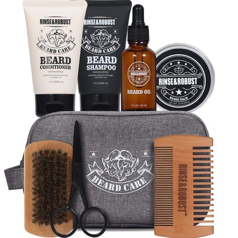 Beard Wash & Beard Conditioner Set Gift For Men | Beard Shampoo, Beard Conditioner, Beard Oil, Beard Balm, Double-Headed Brush, Beard Scissors, Bristle Brush, Travelling Bag Beard Growth Kit, Clean Beard, Travelling Bag, Beard Care Kit, Beard Shampoo, Men Beard, Beard Straightening, Beard Conditioner, Beard Kit