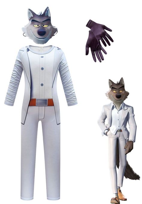 Bad Guys Book Character Costumes, Bad Guys Costume, Bad Guys Mr Wolf, The Bad Guys Mr Wolf, Halloween Costume Jumpsuit, Wolf Halloween Costume, Mask Outfit, Jellyfish Costume, Mr Wolf