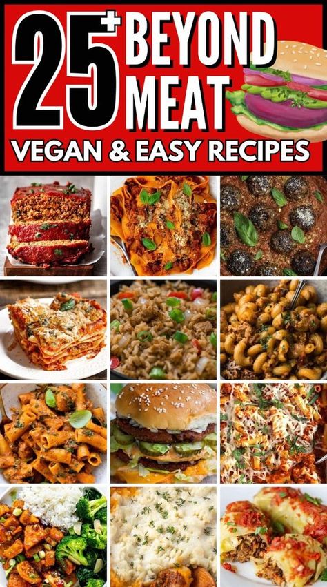 Try these easy Beyond Meat recipes. They’re so good and simple to make! Beyond Ground Meat Recipes, Beyond Meat Recipes, Beyond Beef Recipes, Vegetarian Italian Recipes, Beyond Meat Burger, Vegan Winter Recipes, Easy Vegan Soup, Vegan Stuffed Peppers, Apple Recipes Healthy