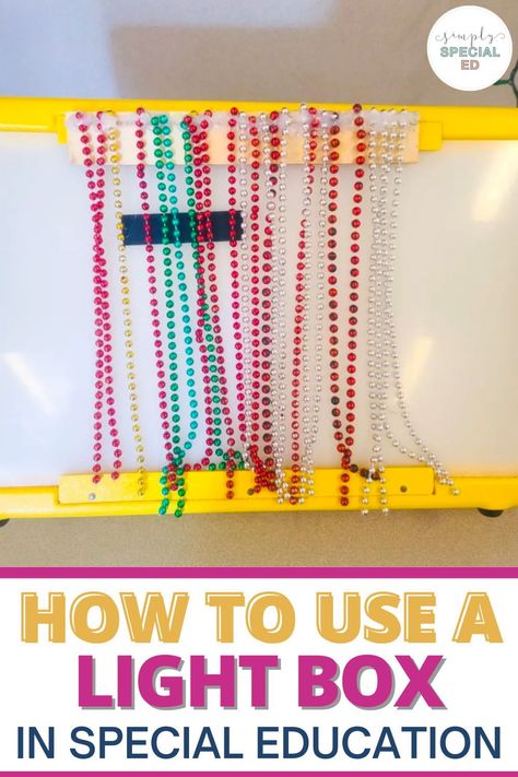 A Lightbox is a fantastic educational tool for special education classrooms. In this post, I am sharing 3 educational activities you can do with a light box. These light box activities are easy to do and will be loved by your special education students. I share how to create a sensory board in a few easy steps. I also share how to pair a peg board with a light table which are awesome for motor skills, math, counting, and sorting. Try these sensory activities & fine motor activities today! Cvi Activities, Light Box Activities, Teaching Executive Functioning Skills, Teaching Executive Functioning, Box Activities, Special Education Lesson Plans, Middle School Special Education, Early Childhood Special Education, First Year Teaching