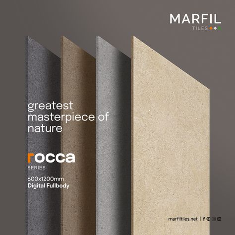 Elevate your space with the epitome of elegance and durability. Our full body tiles offer a seamless and captivating aesthetic, with their consistent color and pattern throughout the tile's body. Experience the luxurious feel under your feet as you walk on these high-grade tiles, designed to withstand the test of time. #marfiltiles #rocca #roccaseries #roccacollection #600x1200mm #digitalfullbody #fullbodyvitrifiedtiles #vibrantvitrifiedtiles #unleashyourcreativity #enduringbeauty Flooring Social Media Design, Full Body Tiles, Webpage Design Layout, Luxury Graphic Design, Catalog Design Layout, Captivating Aesthetic, Interactive Web Design, Tiles Designs, Tiles Ideas