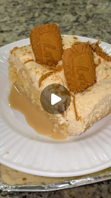 Naomi on Instagram: "Biscoff cookie tres leches cake!   If you never make anything I make, then you have to make this!   Recipe:  Bake the cake according to the box instructions. Once baked cut out the sides and poke holes throughout the cake to allow the milk to soak in better. For the Milk mixture you’ll need a cup of milk, one can of condensed milk, one can of evaporated milk, and two tablespoons of the biscoff butter. Blend in a blender and then pour on top of your cake.  Cover and let it sit in the refrigerator for at least an hour. In the meantime make your frosting. All you need is some heavy whipping cream and two tablespoons of the biscoff butter. Whisk until thick. Take your cake out the fridge and ice it with the frosting you just made. Then stick some biscoff cookies on top and Biscoff Poke Cake, Biscoff Tres Leches Cake Recipe, Tres Leches Cake Biscoff, Cookie Butter Tres Leches, Cookie Butter Tres Leches Cake, Biscoff Tres Leches Cake, Biscoff Tres Leches, Cake Biscoff, Lotus Biscoff Milkshake