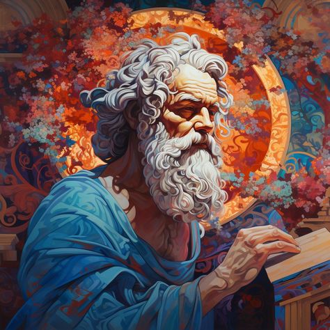 Image of Socrates that made with Midjourney AI Socrates Wallpaper, Socrates Aesthetic, Socrates Art, Socrates Philosophy, Physics Poster, Ancient Greece Aesthetic, Biology Poster, Water Lilies Painting, Film Technique