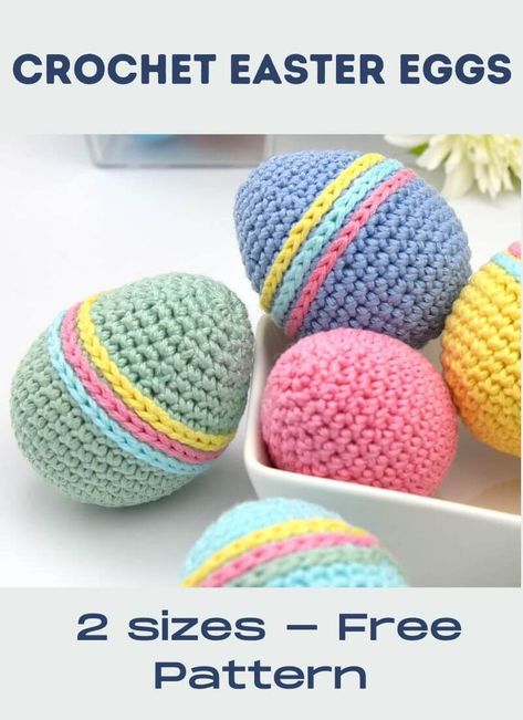 Crochet Easter eggs free pattern – 2 sizes Crochet Easter Eggs, Easter Crochet Patterns Free, Crochet Easter Basket, Easter Egg Pattern, Crochet Easter, Modern Crochet Patterns, Crochet Bunny Pattern, Easter Crochet Patterns, Crochet Amigurumi Free Patterns