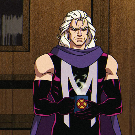 x-men '97 icon. xmen. marvel animation. magneto. coffee. Magneto Aesthetic, Magneto Xmen, Marvel Nova, Xman Marvel, Video Collage, Marvel Animation, X Men Evolution, Marvel Xmen, Art Tools Drawing