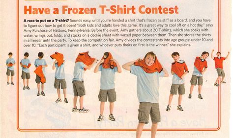 Summer Games - Frozen T-Shirt Contest Fun Magazine, Swim Camp, Youth Group Activities, Summer Game, Olympic Party, Reunion Games, Youth Games, Relay For Life, Minute To Win It