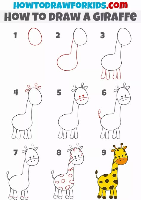 How to Draw a Giraffe | Easy Drawing Tutorial For Kids Easy To Draw Jungle Animals, Giraffe Drawing Easy Step By Step, Draw Giraffe Easy, Zoo Drawing For Kids Easy, How To Draw A Giraffe Step By Step, How To Draw A Giraffe, How To Draw Animals Step By Step, Giraffe Drawing Easy, How To Draw For Kids