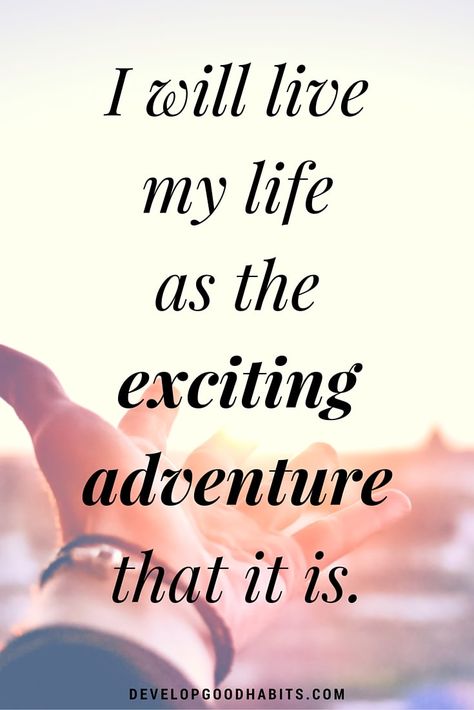 Positive+Affirmations+-+I+will+live+my+life+as+the+exciting+adventure+that+it+is. Focus Affirmations, Goal Affirmations, Quotes Procrastination, Stop Criticizing, Procrastination Motivation, Linkedin Ads, Life Goals Quotes, List Of Affirmations, Improvement Quotes