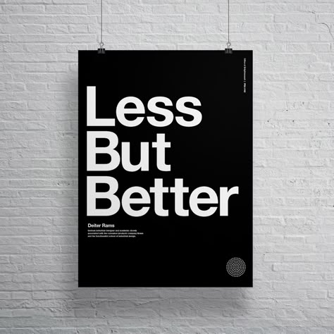 Less but Better Poster Helvetica Typographic Deiter Rams - Etsy Less But Better, Architecture Industrial, Minimal Graphic Design, Typo Poster, Typography Poster Design, Design Tattoo, Modern Poster, Art Architecture, Consumer Products