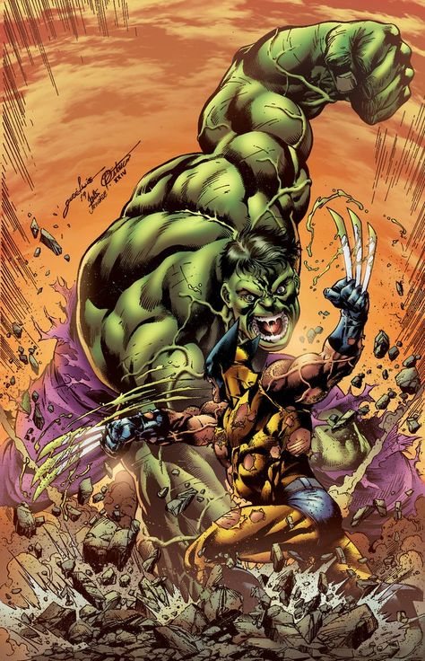 Hulk Vs Thor, Hulk Vs Wolverine, Hulk Artwork, Wolverine Artwork, Superhero Artwork, Hulk Spiderman, Marvel Comics Vintage, Hulk Comic, Marvel And Dc Characters