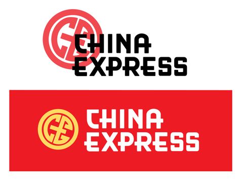 China Express Logo by Eddy Gann Chinese Branding Design, Chinese Restaurant Logo, Chinese Branding, Yellow Branding, Red And Yellow Logo, Supermarket Logo, Chinese Logo Design, Chinese Food Restaurant, Food Typography