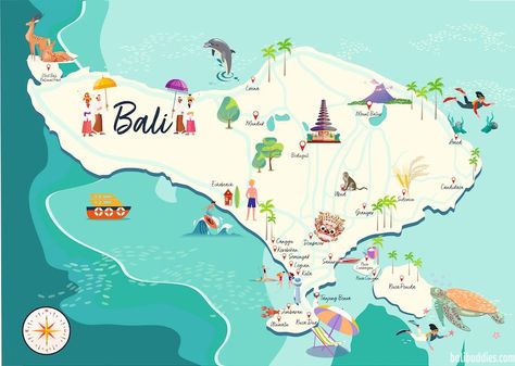 Bali Map, Bali Holidays, Bali Travel Guide, Legian, Gili Island, Jimbaran, Island Getaway, Seminyak, Tourist Spots