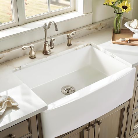 33 Inch Farmhouse Sink 33x21 Single Bowl Kitchen Sinks Porcelain White Farmhouse Sinks for Kitchens Apron Front PA3321 - Amazon.com Porcelain Kitchen Sink, White Farmhouse Sink, Farmhouse Sinks, Single Bowl Kitchen Sink, White Farmhouse, Farmhouse Sink, Kitchen Sinks, Kitchen Aprons, Kitchen Sink