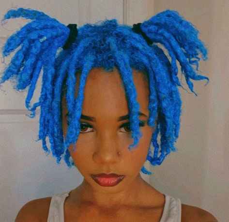 Hair Loc Styles, Locs For Women, Blue Locs, Dreads Short Hair, Dyed Dreads, Blue Dreads, Best Hair Dye, Dreads Girl, Short Locs Hairstyles