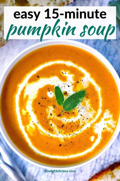 Canned Pumpkin Soup, Pumpkin Soup With Canned Pumpkin, Pumpkin Soup Recipes, Easy Pumpkin Soup, Creamy Pumpkin Soup Recipe, Pumpkin Soup Recipe Easy, Fresh Pumpkin Recipes, Soup Recipe Vegan, Pumpkin Soup Healthy