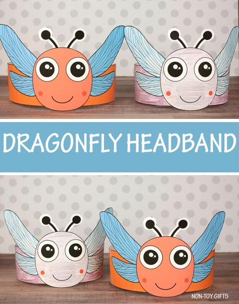 Dragonfly Headband - Non-Toy Gifts Bug Headband Craft, Dragonfly Headband, Diy Dragonfly, Insect Craft, Animal Crafts Preschool, New Year's Eve Crafts, Dragon Fly Craft, Insects Preschool, Bugs Preschool