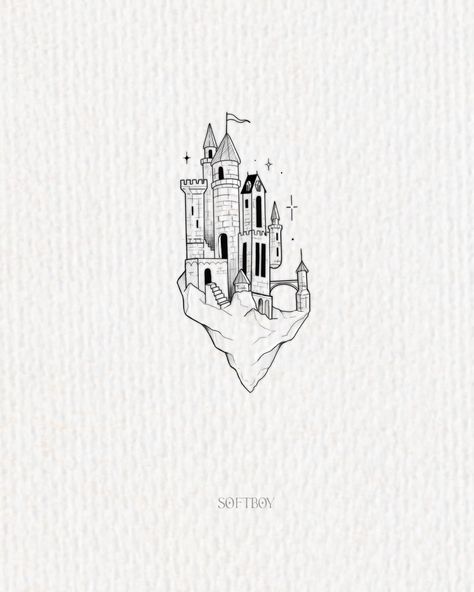 #tattooflash #tattooideas #torontotattoos #darkfantasy #tattoodesigns #torontoillustrator #tattooinspo Floating Castle, Fantasy Tattoo, Castle Tattoo, Fantasy Tattoos, Original Tattoos, The Castle, Flash Tattoo, Dark Fantasy, Tattoo Designs