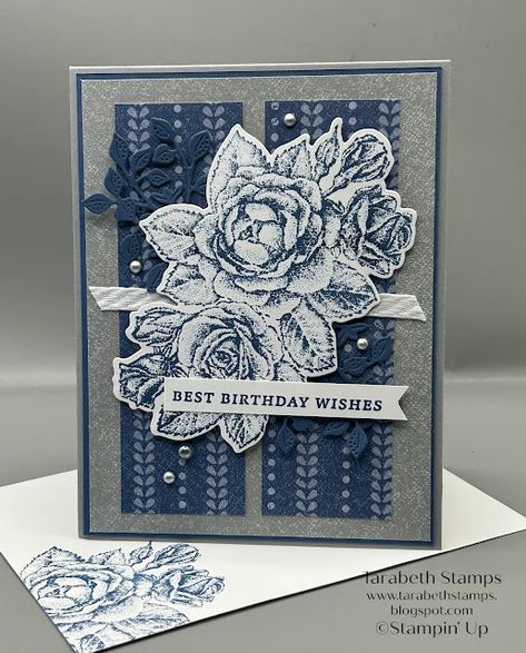 Stampin' Up Country Lace adStippled Roses Birthday Wishes Card | Tarabeth Stamps Roses Birthday, Hand Made Greeting Cards, Best Birthday Wishes, Birthday Wishes Cards, Making Greeting Cards, Stippling, Stamping Up, Scrapbook Cards, Birthday Greetings