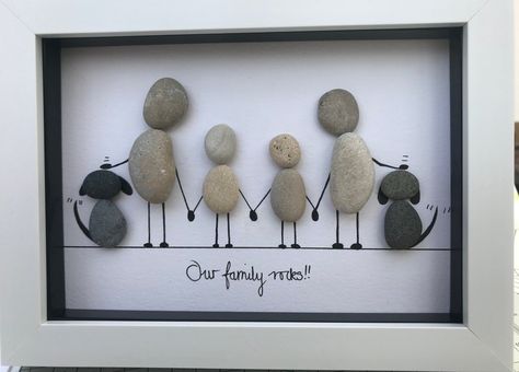 Our Family Rocks, Family Rocks, Family Pebble Art, Beach Crafts Diy, Sea Glass Artwork, Stone Pictures Pebble Art, Rock Family, February Crafts, Pebble Art Family