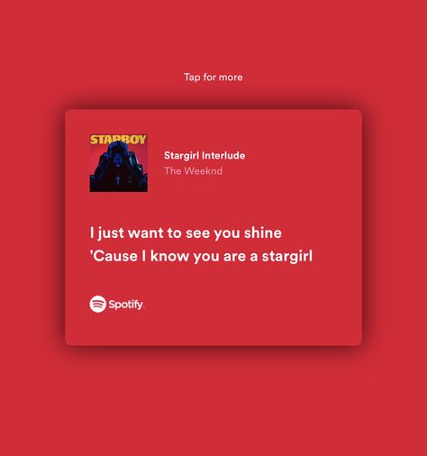 Stargirl Quotes, Weeknd Lyrics, Stargirl Interlude, Song Captions, Lyric Wallpaper, Abel The Weeknd, Song Words, Music Lyrics Quotes Songs, Spotify Lyrics