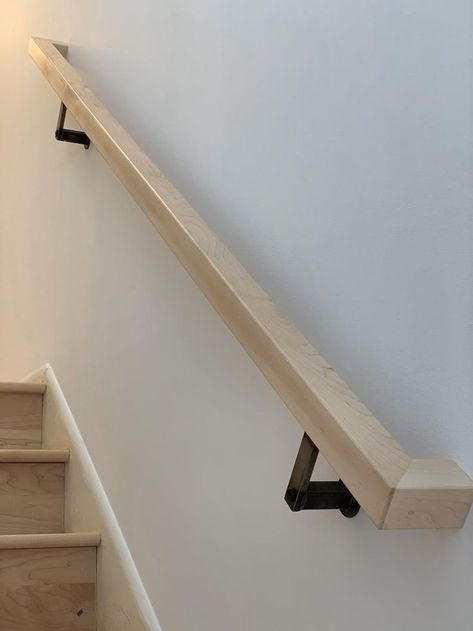 Handrail Ideas, Stairway Railing, Diy Stair Railing, Wall Mounted Handrail, Wood Handrail, Staircase Handrail, Wall Railing, Stair Hardware, Stair Wall