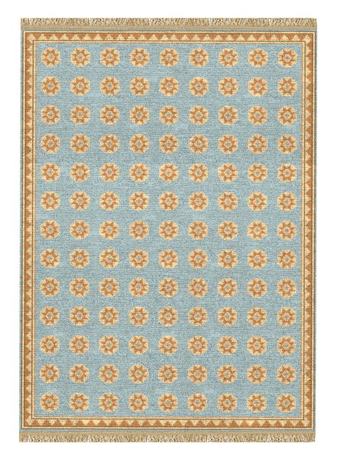 Mamluk Hand-Knotted Wool Area Rug by Kevin Francis Design | Atlanta Interior Designer | Luxury Home Decor Green Blue And Yellow Rug, Mamluk Rugs, The Ottoman Empire, Geometric Border, 4x6 Area Rugs, Bay House, Golden Flower, Area Rug Sizes, Goldfinch