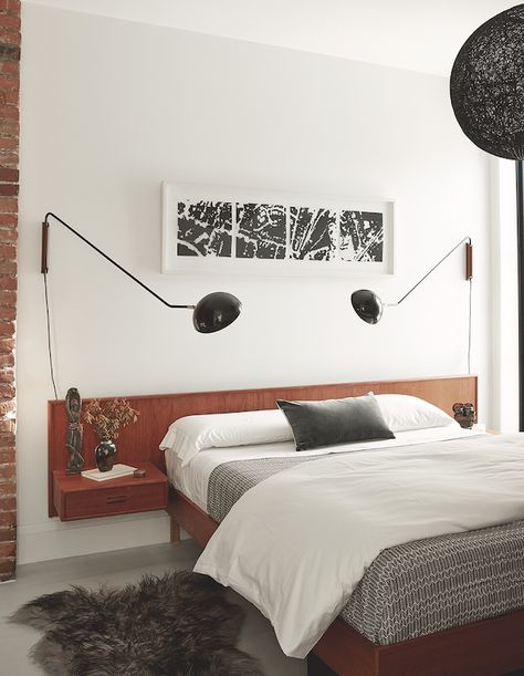 Mid Century Headboard, Mid Century Bed, Mid Century Modern Bed, Condo Living Room, Modern Headboard, Floor Bedroom, Mid Century Modern Bedroom, Mid Century Modern Interiors, Easy Cheap