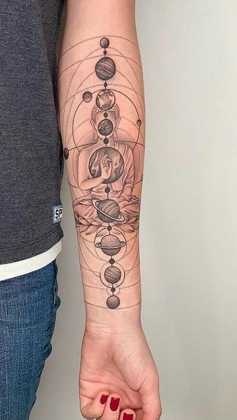 Chakra Tattoo, Hippie Tattoo, Planet Tattoos, Galaxy Tattoo, Muster Tattoos, Tattoos Geometric, Dope Tattoos For Women, Spiritual Tattoos, Sleeve Tattoos For Women