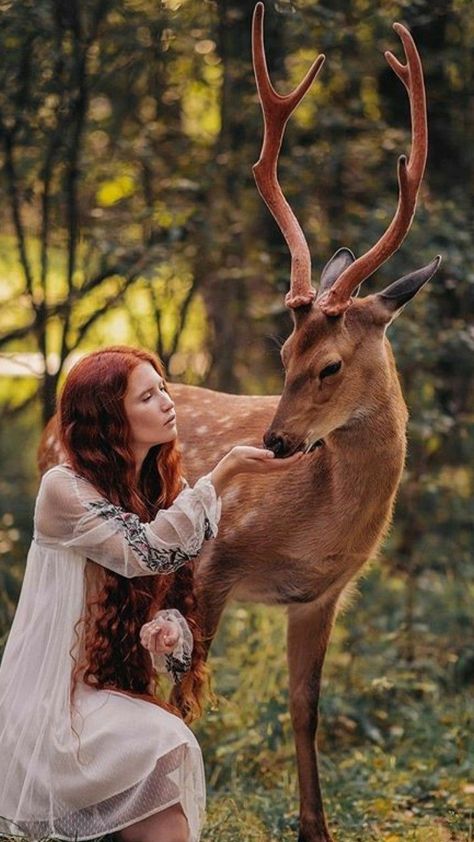 Small Images, Dog Portraits Art, Fairytale Photography, Long Red Hair, Fantasy Photography, Poses References, Human Poses, A Deer, Foto Art