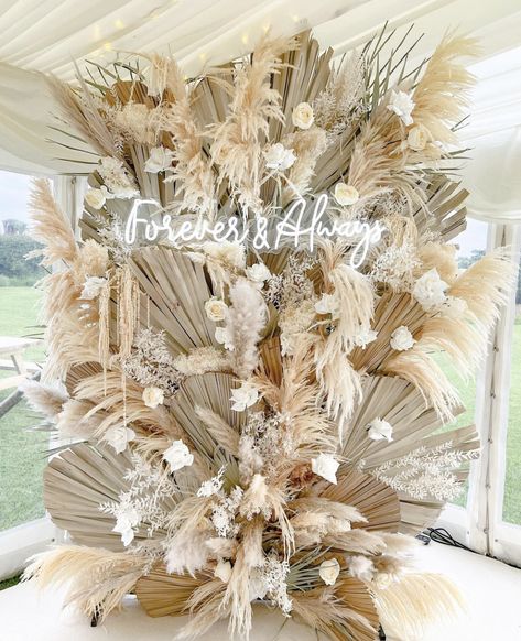 Dried Floral Arch, Boho Backdrop, Event Stylist, Grass Wedding, Dried Florals, Wedding Wall, Wales Uk, Engagement Decorations, Boho Wedding Decorations