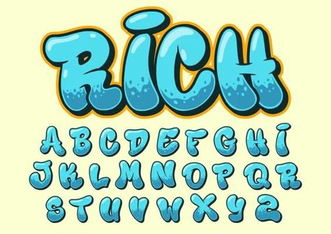 Cartoon Fonts Alphabet, Bubble Words Font, Graffiti Words Ideas, Graffiti Cartoons Doodles, Bubble Letter Fonts Graffiti Style, Graffiti Alphabet Styles, Font Logo Design, Cartoon Alphabet, Graffiti Images