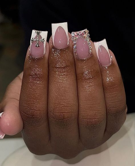 Capricorn Nails Acrylic Short, Scorpio Acrylic Nails, Bad And Boujee Nails Short, Taurus Nails Designs, Taurus Nails, Short Pink Nails, Imvu Outfits, French Tip Nail Designs, Acrylic Nail Set