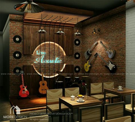 Cafe Bar Design, Pub Design, Coffee Shop Interior Design, Guitar Room, Music Studio Room, Design Café, Bar Interior Design, Gaming Tattoo, Coffee Shops Interior