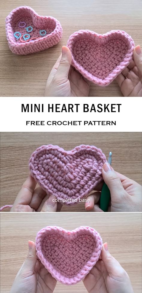 Quick Crochet Projects For Markets, Easy One Hour Crochet Projects, Single Color Crochet, Easy Small Crochet, Crochet Items To Sell, Crochet Tapestries, Heart Shaped Basket, Business Crochet, Market Crochet