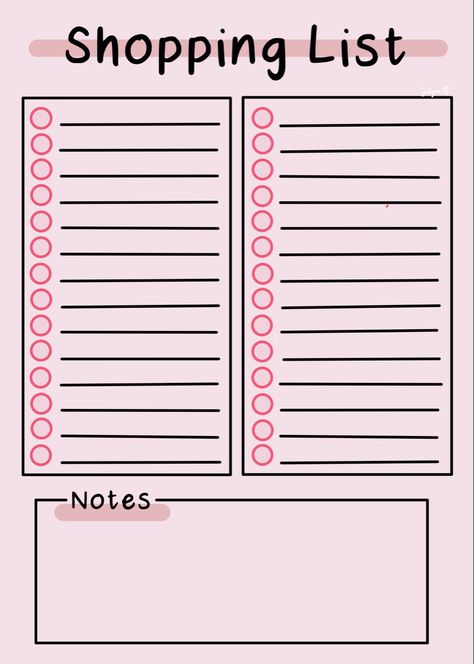 Shopping List Printable, Animal Writing, Shopping List Template, Writing Paper Template, Organizator Grafic, Study Planner Printable, To Do Planner, Pink Planner, Bullet Journal Mood Tracker Ideas