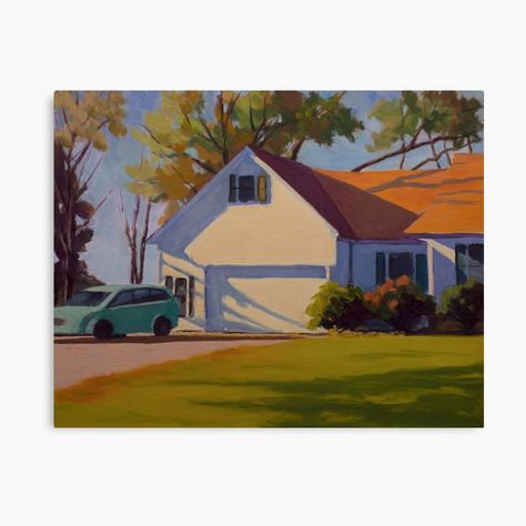 Get my art printed on awesome products. Support me at Redbubble #RBandME: https://www.redbubble.com/i/canvas-print/House-on-Vaile-in-Rich-Deep-Colors-by-dfishbac1947/158565981.5Y5V7?asc=u Trees House, House Portrait Painting, Painted Houses, Painting House, Painting Trees, City Canvas, Painting Series, Inspiration Painting, House Portrait