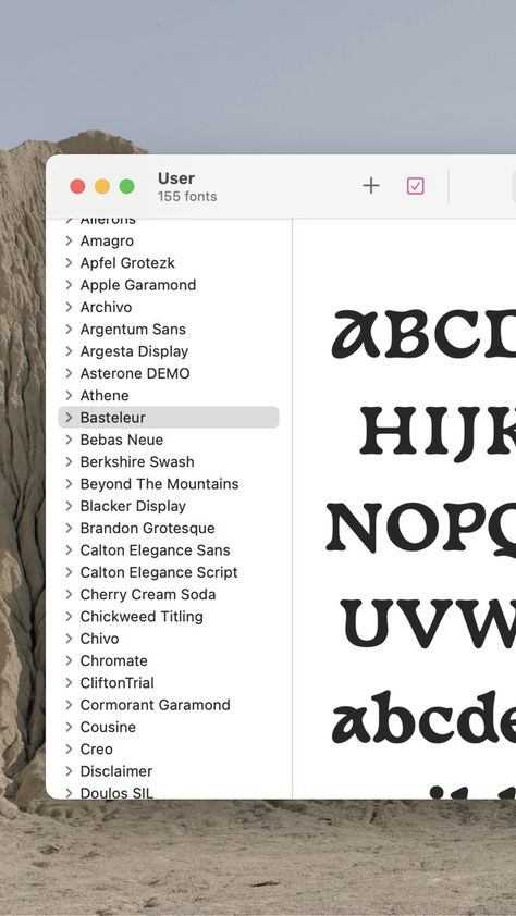 screenshot of the font library on a mac device with a desktop screensaver of a desert 818 Tequila Branding, 818 Branding, 818 Aesthetic, 818 Tequila Aesthetic, Tequila Branding, Type Branding, 31 Birthday, Beauty Logos, 818 Tequila