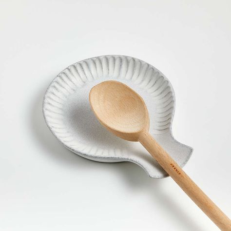 Lilou Matte White Spoon Rest + Reviews | Crate and Barrel Rest Aesthetic, Spoon Rest Pottery, Pottery Spoon, Pottery Spoon Rest, Glazed Terracotta, Imperfectly Perfect, Artisan Pottery, Rustic Aesthetic, Cerámica Ideas