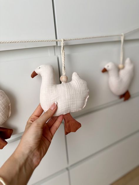 Goose Garland, Baby Room Decoration, Scandinavian Nursery Decoration, Rustic Garland, Countryside Garland, Nursery Decoration - Etsy Turkey Rustic Garland, Garland Nursery, Scandinavian Nursery, Cotton Gifts, Muslin Fabric, Baby Room Decor, Room Decoration, Wall Hangings, Baby Room